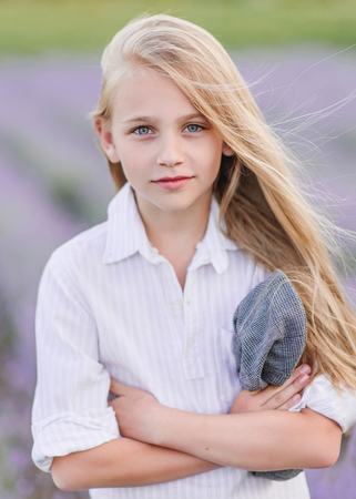 portrait of little girl outdoors in summerの写真素材
