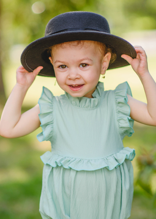 portrait of little girl outdoors in summerの写真素材