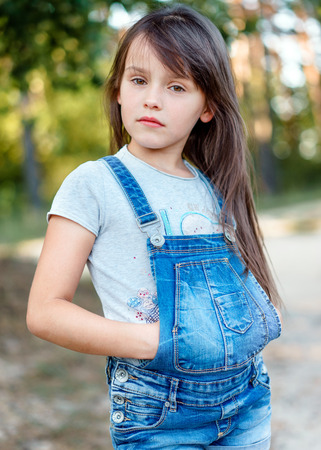 portrait of little girl outdoors in summerの写真素材