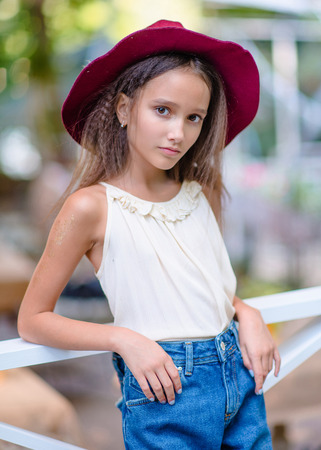 portrait of little girl outdoors in summerの写真素材