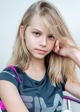 portrait of little girl outdoors in summerの写真素材