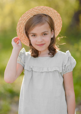 portrait of little girl outdoors in summerの写真素材