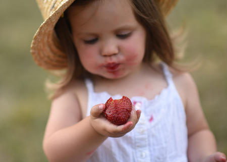 portrait of little girl outdoors in summerの写真素材