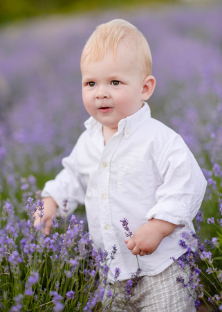portrait of a little boy in natureの写真素材