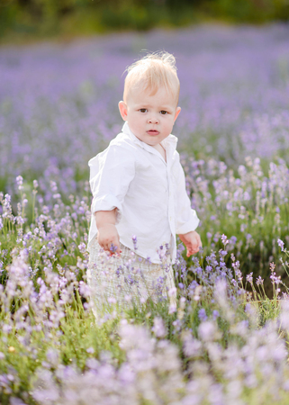 portrait of a little boy in natureの写真素材