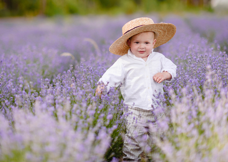 portrait of a little boy in natureの写真素材