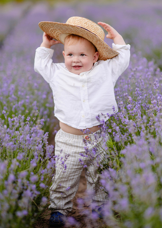 portrait of a little boy in natureの写真素材