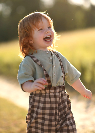 portrait of a little boy in natureの写真素材