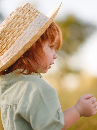 portrait of a little boy in natureの写真素材