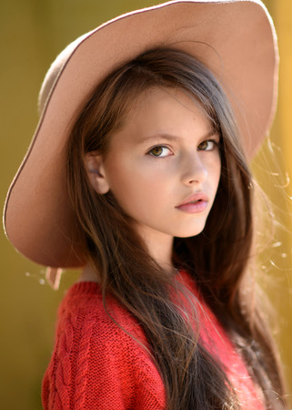 portrait of young girl outdoors in summerの写真素材