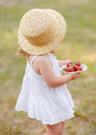 portrait of little girl outdoors in summerの写真素材