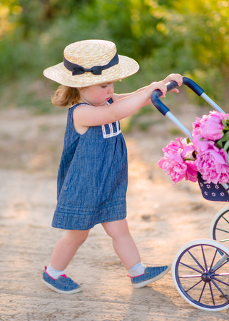 portrait of little girl outdoors in summerの写真素材