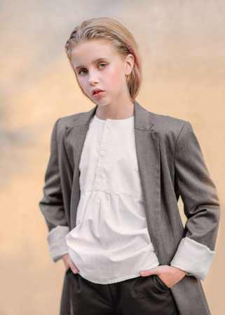 portrait of little girl outdoors in summerの写真素材