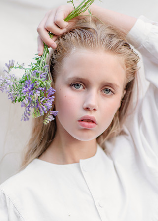 portrait of little girl outdoors in summerの写真素材