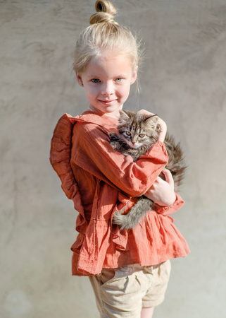 portrait of little girl outdoors in summerの写真素材