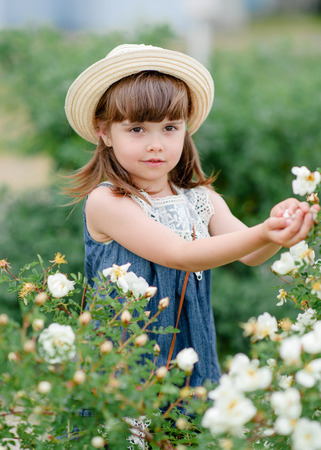 portrait of little girl outdoors in summerの写真素材