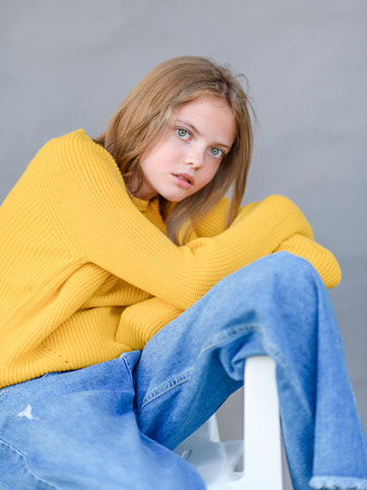 portrait of little girl outdoors in summerの写真素材