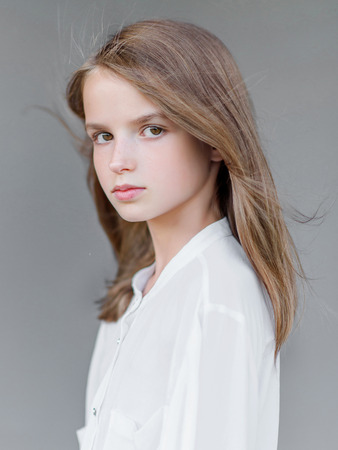 portrait of little girl outdoors in summerの写真素材