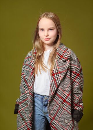 portrait of little model girl in studioの写真素材