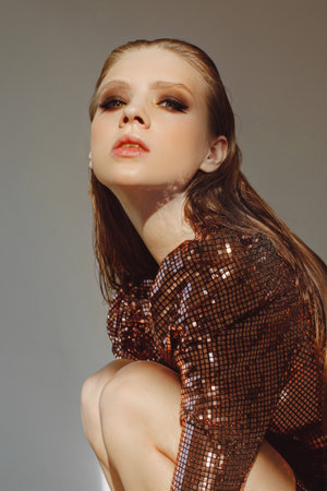 portrait of a beautiful girl glamorous girlの写真素材