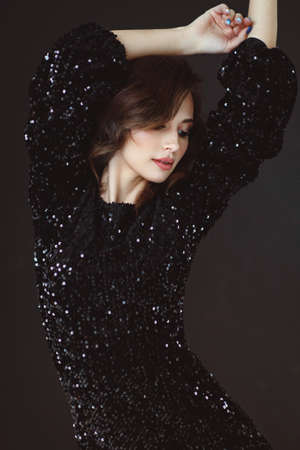 portrait of a beautiful girl glamorous girlの写真素材