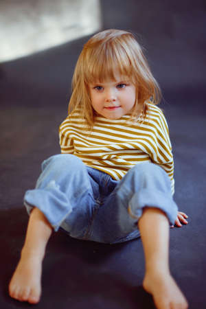 portrait of little girl outdoors in summerの写真素材