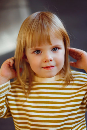 portrait of little girl outdoors in summerの写真素材