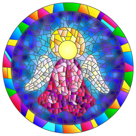 Illustration in stained glass style Christmas angelのイラスト素材