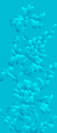 Background illustration with abstract flowers, blue halftone, vertical orientationのイラスト素材