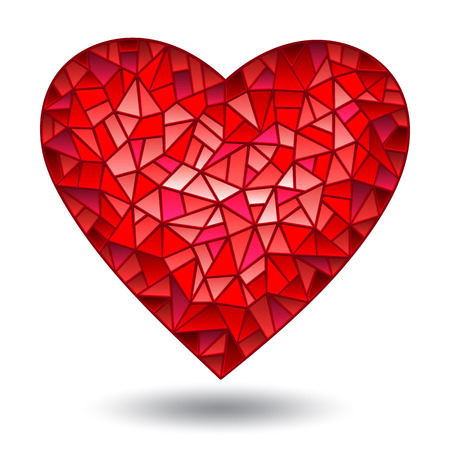 Illustration with glass red heart, isolated on white backgroundのイラスト素材