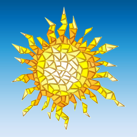 Illustration in the style of a stained glass window abstract sunのイラスト素材