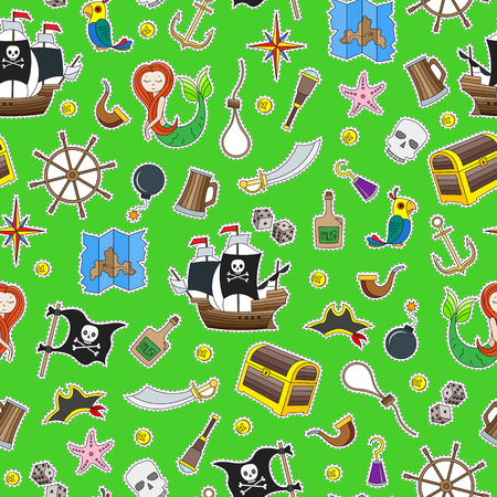 Pirate icons Seamless patternのイラスト素材