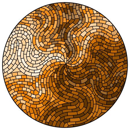 Abstract stained glass background ,monochrome,tone brown, round image のイラスト素材