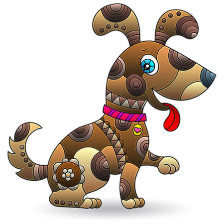 Illustration in stained glass style with a cute cartoon mermaid girl, figure isolated on a white backgroundのイラスト素材