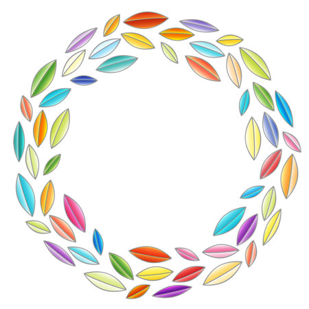 An illustration with an abstract composition of multicolored leaves isolated on a white backgroundのイラスト素材