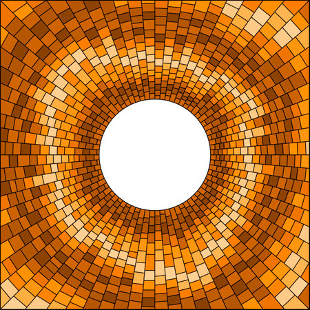 An illustration in the style of a stained glass window with a frame, square image, tone brownのイラスト素材