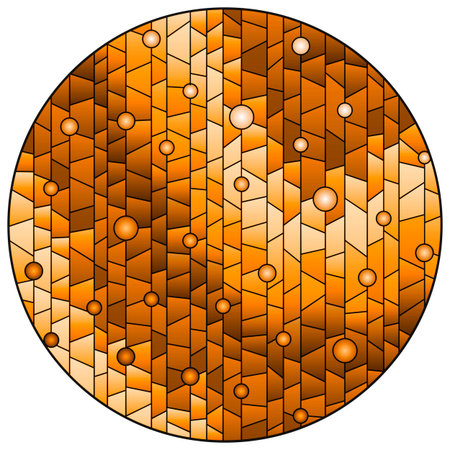 Illustration in stained glass style with abstract background, oval image, tone brownのイラスト素材