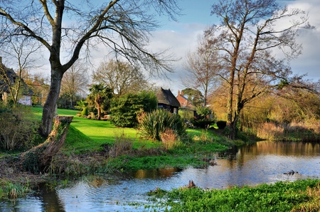 The River Stour at Throopの写真素材