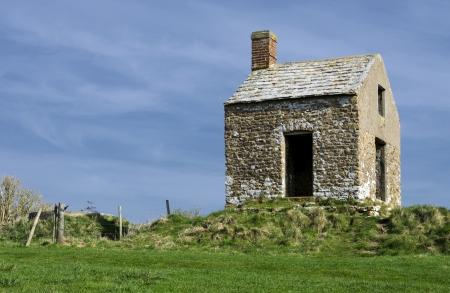 Old Ruined Customs Lookout Postの写真素材