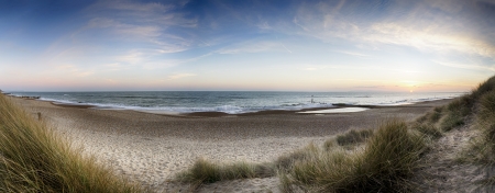 The beach and sand dunes at Hengistbury Head near Bournemouth in Dorsetの写真素材