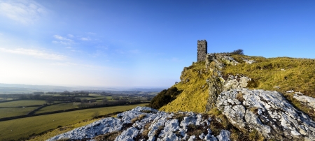 The church on top of Brentor in Dartmoor National Parki in Devonの写真素材