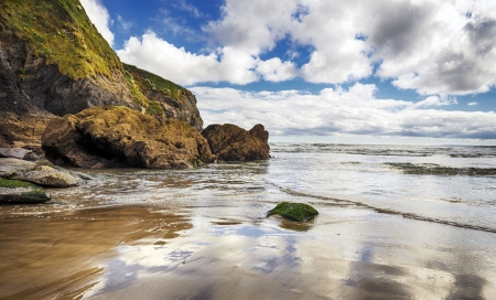 Hemmick beach near Penare on the south coast of Cornwallの写真素材