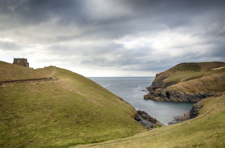 Looking toward Doyden Castle at Port Quin on the north coast of Cornwall