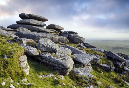 Roughtor or Rough Tor one of the highest peaks on Bodmin Moor in Cornwallの写真素材