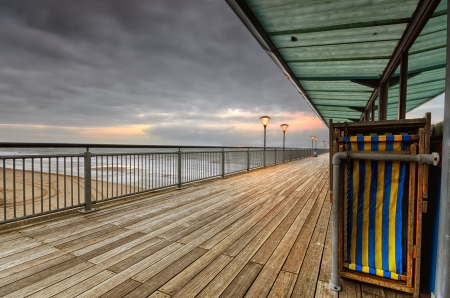Evening at Boscombe Pier near Bournemouth in Dorsetの写真素材