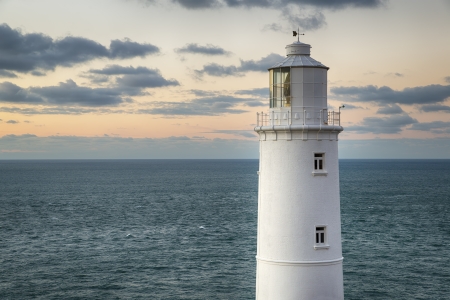 Trevose Head lighthouse on the north coast of Cornwallの写真素材