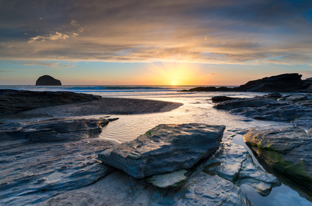 The beach at Trebarwith Strand near Tintagel in Cornwall