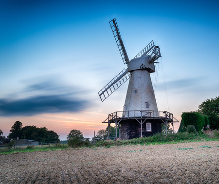 A long exposure of Woodchurch Windmill in the Kent countrysideの写真素材