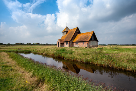 An English countryside church at Romney Marsh in Kentの写真素材