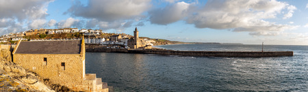 A panoramic view of Pothleven harbour in Cornwallの写真素材